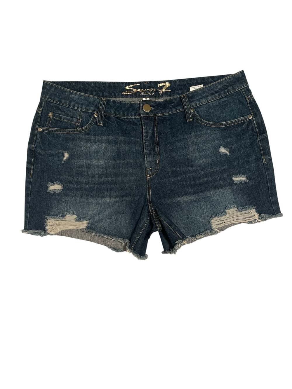 Seven7 Denim Frayed Hem Weekend Short Size 16 (FB1)